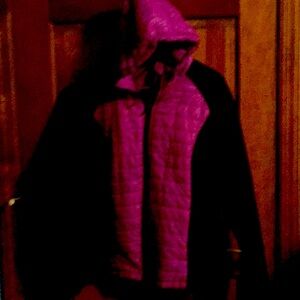 XL size jacket.  Purple with black sleeves and sides.   No tears or rips.